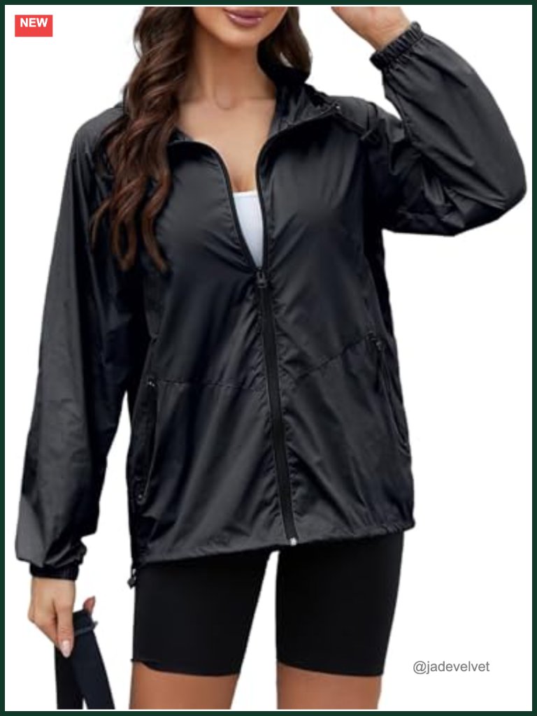 Lightweight Waterproof Rain Jacket Packable Windbreaker Travel Raincoat